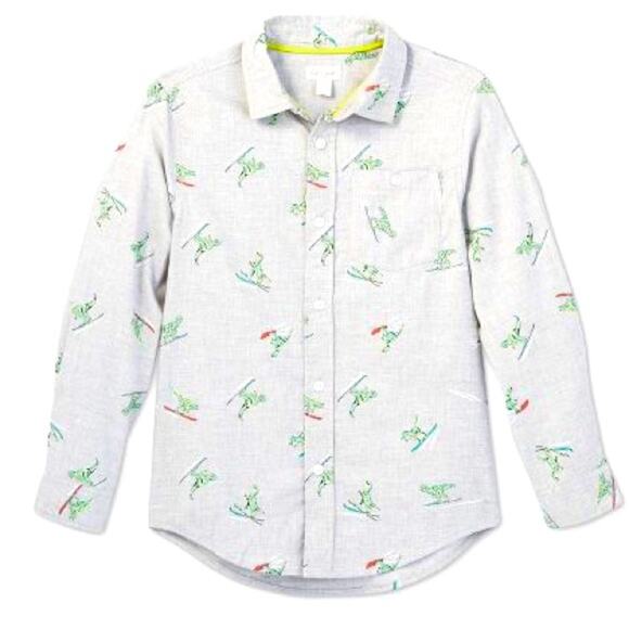 Dino water skiing Button-Down Cat & Jack dinosaur NWT M - Picture 1 of 6
